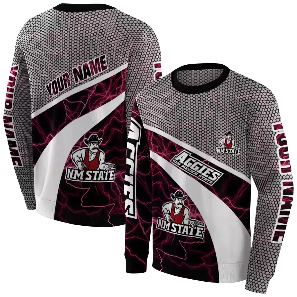 custom new mexico state aggies hexagonal mesh crimson black gray hoodie premium grade custom new mexico state aggies hexagonal mesh crimson black gray hoodie premium grade