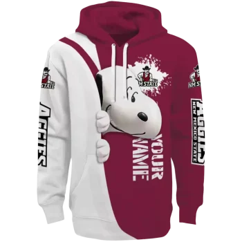custom new mexico state aggies peeking snoopy crimson hoodie best selling