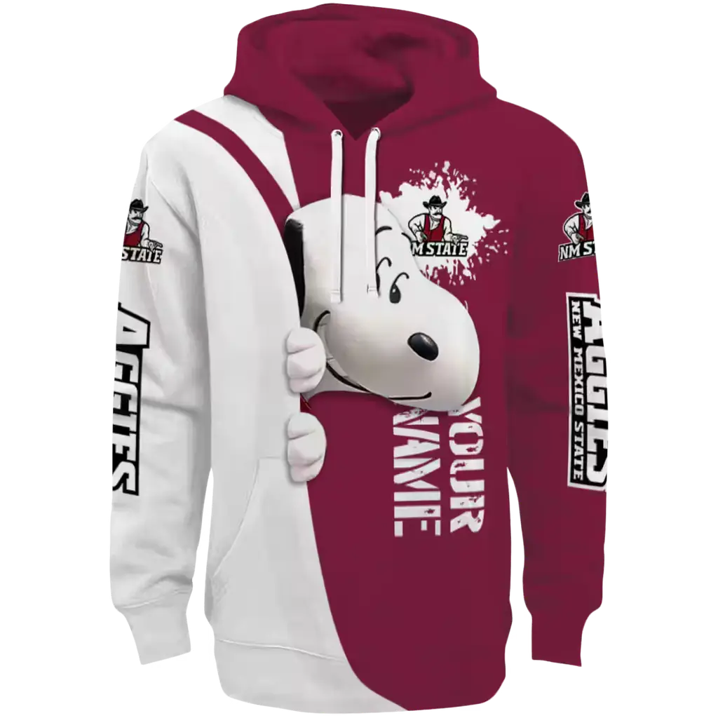 custom new mexico state aggies peeking snoopy crimson hoodie best selling custom new mexico state aggies peeking snoopy crimson hoodie best selling