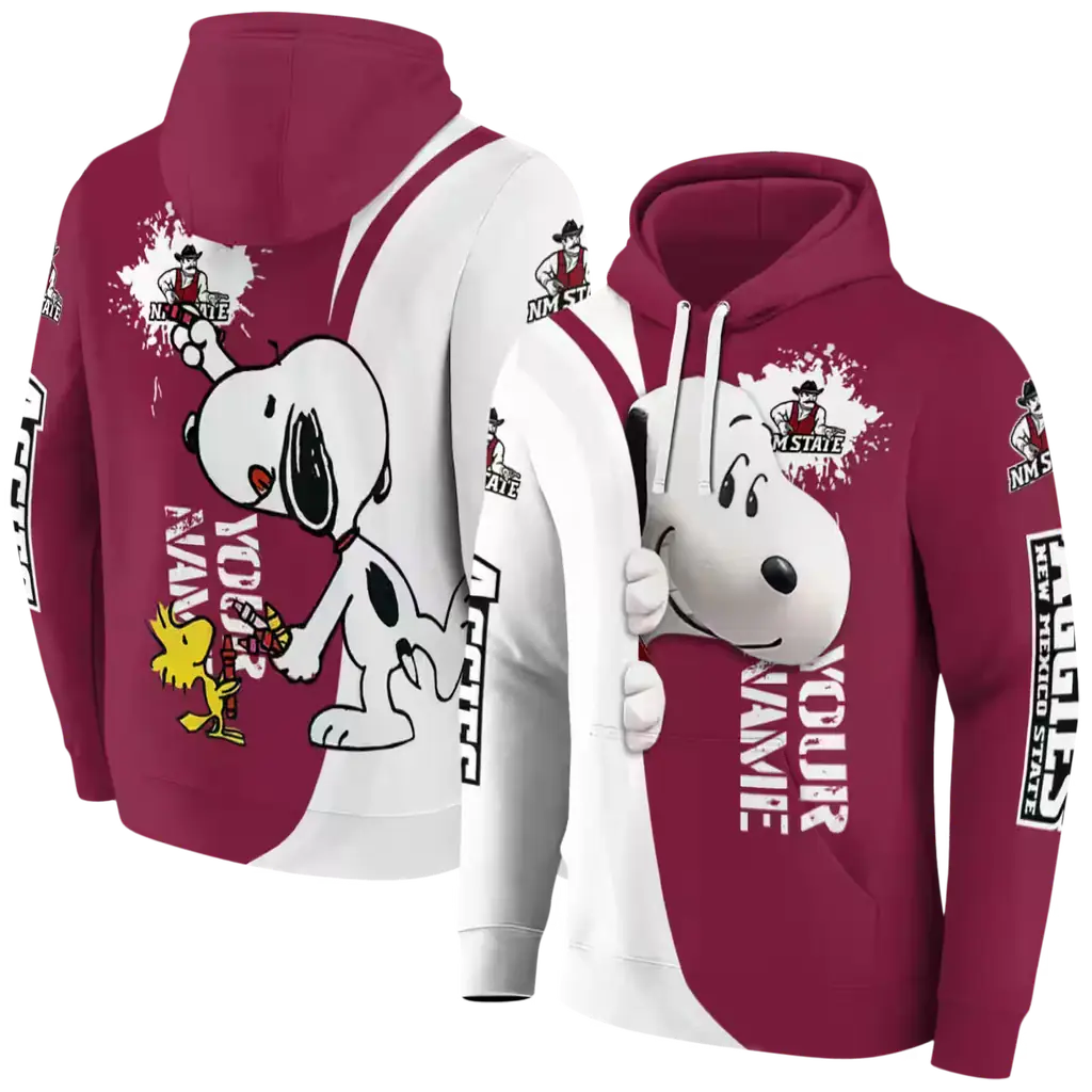 custom new mexico state aggies peeking snoopy crimson hoodie fashion forward custom new mexico state aggies peeking snoopy crimson hoodie fashion forward