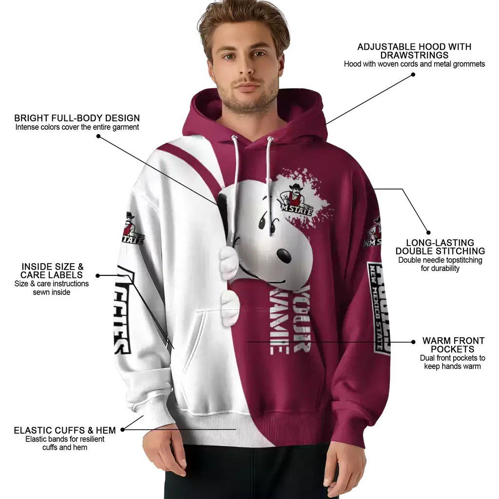 custom new mexico state aggies peeking snoopy crimson hoodie latest model custom new mexico state aggies peeking snoopy crimson hoodie latest model