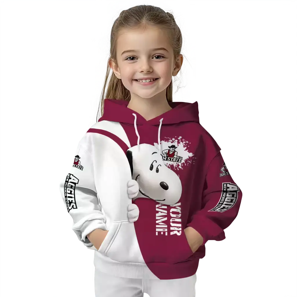 custom new mexico state aggies peeking snoopy crimson hoodie top rated custom new mexico state aggies peeking snoopy crimson hoodie top rated