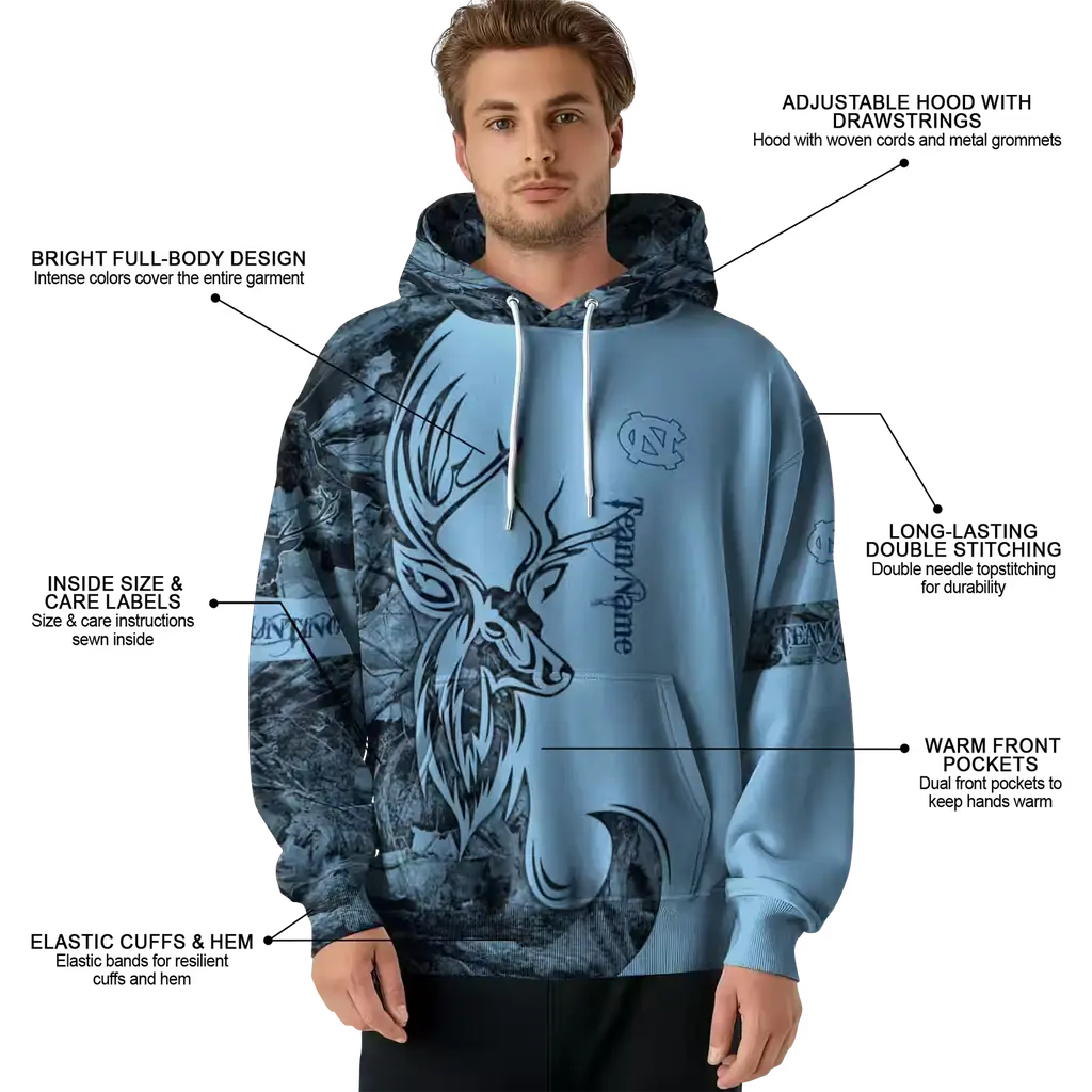 custom north carolina tar heels deer silhouette light blue hoodie latest model custom north carolina tar heels deer silhouette light blue hoodie latest model