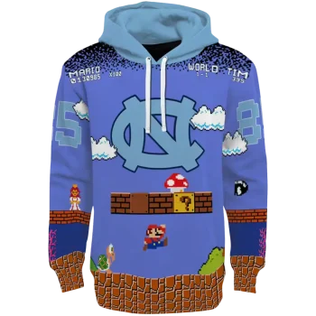 custom north carolina tar heels mario blue black hoodie best selling