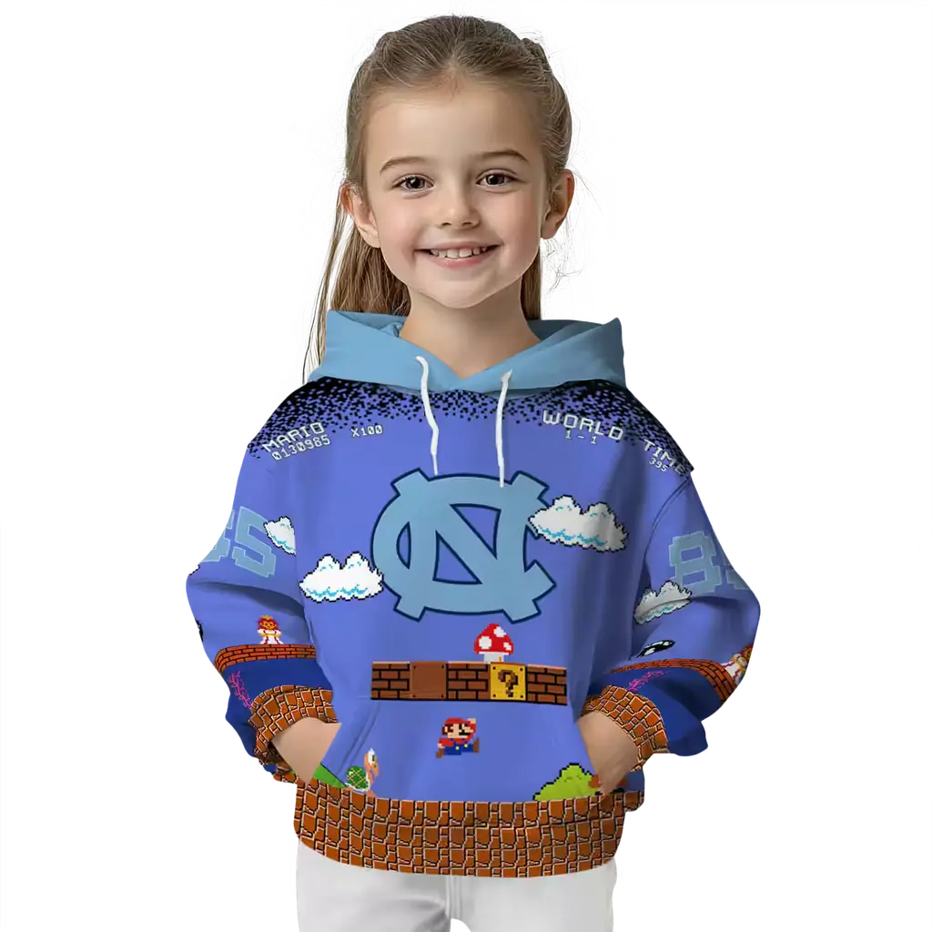 custom north carolina tar heels mario blue black hoodie top rated custom north carolina tar heels mario blue black hoodie top rated