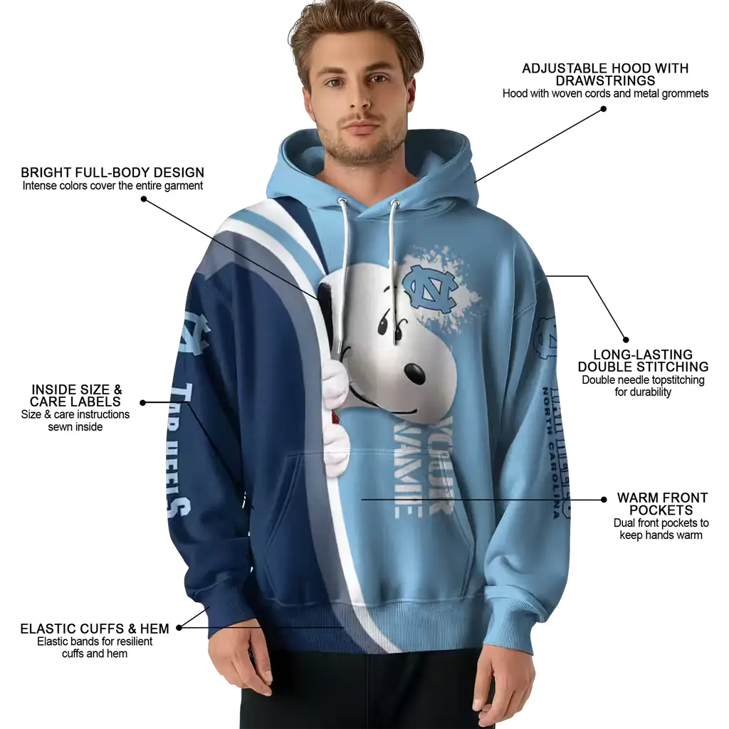 custom north carolina tar heels peeking snoopy light blue hoodie latest model custom north carolina tar heels peeking snoopy light blue hoodie latest model