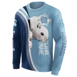 custom north carolina tar heels peeking snoopy light blue hoodie best selling