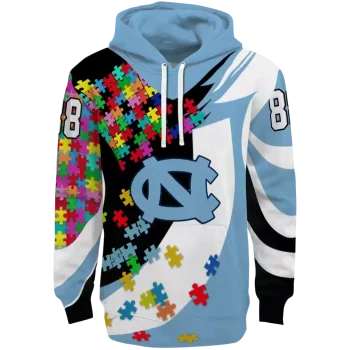 custom north carolina tar heels puzzle pieces light blue hoodie best selling