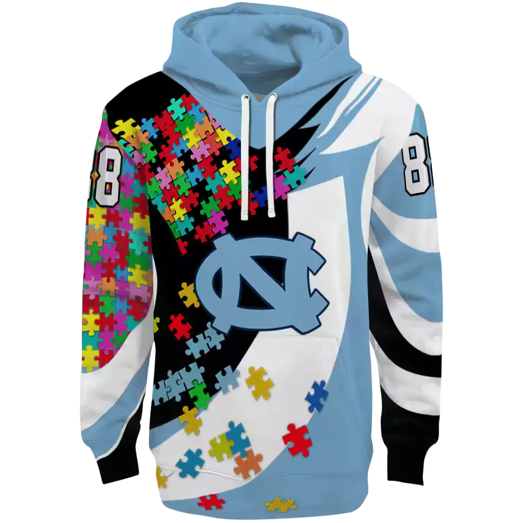 custom north carolina tar heels puzzle pieces light blue hoodie best selling custom north carolina tar heels puzzle pieces light blue hoodie best selling