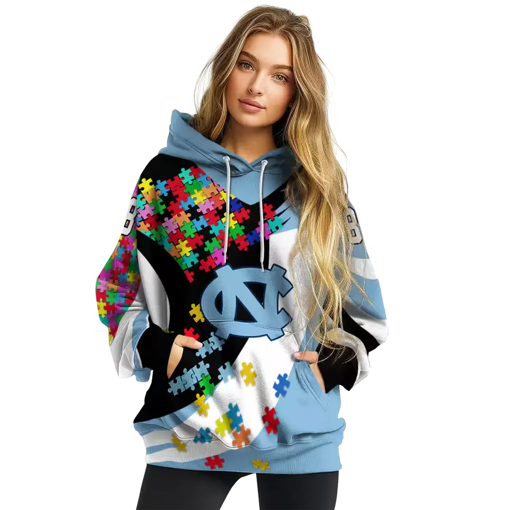 custom north carolina tar heels puzzle pieces light blue hoodie high quality custom north carolina tar heels puzzle pieces light blue hoodie high quality