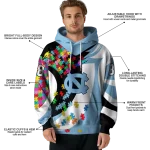 custom north carolina tar heels puzzle pieces light blue hoodie best selling