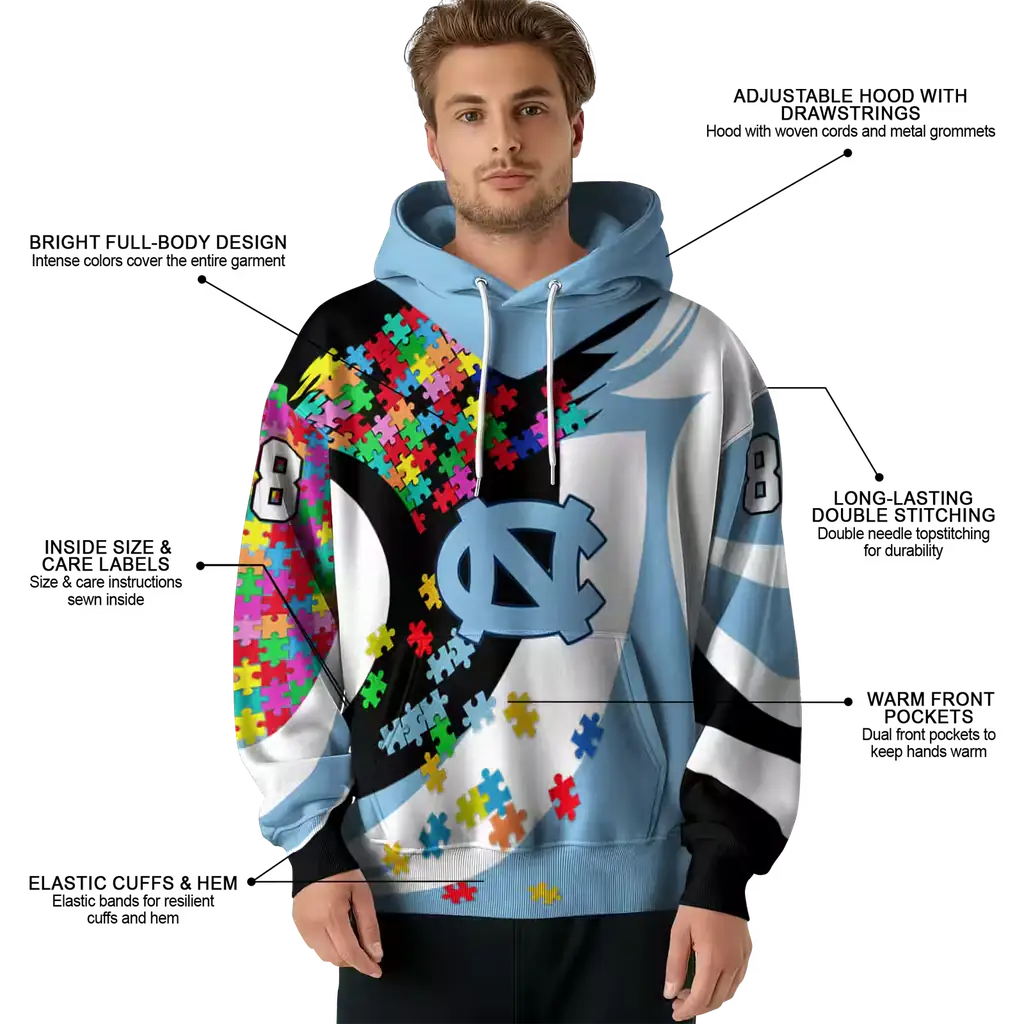 custom north carolina tar heels puzzle pieces light blue hoodie latest model custom north carolina tar heels puzzle pieces light blue hoodie latest model