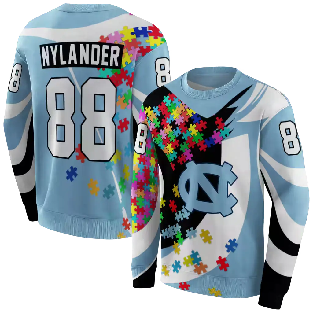 custom north carolina tar heels puzzle pieces light blue hoodie premium grade custom north carolina tar heels puzzle pieces light blue hoodie premium grade