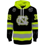 custom north carolina tar heels safety motif black neon green hoodie best selling