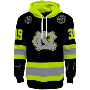 custom north carolina tar heels safety motif black neon green hoodie best selling