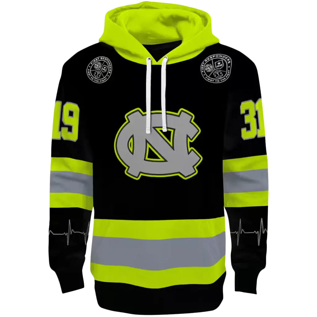 custom north carolina tar heels safety motif black neon green hoodie best selling custom north carolina tar heels safety motif black neon green hoodie best selling