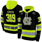 custom north carolina tar heels safety motif black neon green hoodie best selling