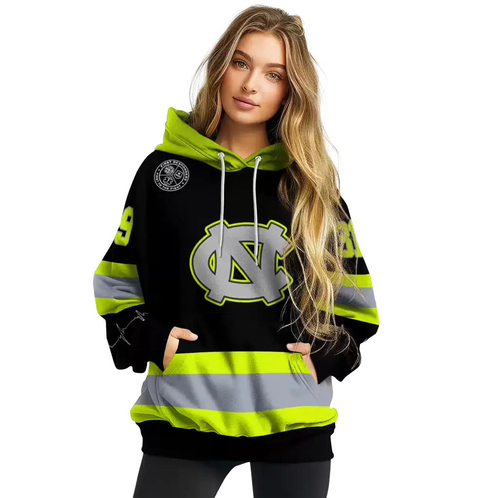 custom north carolina tar heels safety motif black neon green hoodie high quality custom north carolina tar heels safety motif black neon green hoodie high quality