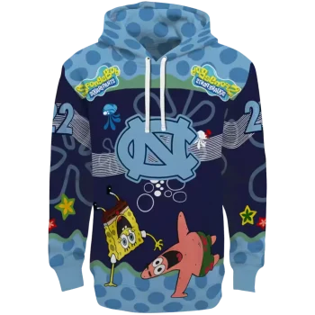 custom north carolina tar heels spongebob patrick star light blue navy hoodie best selling