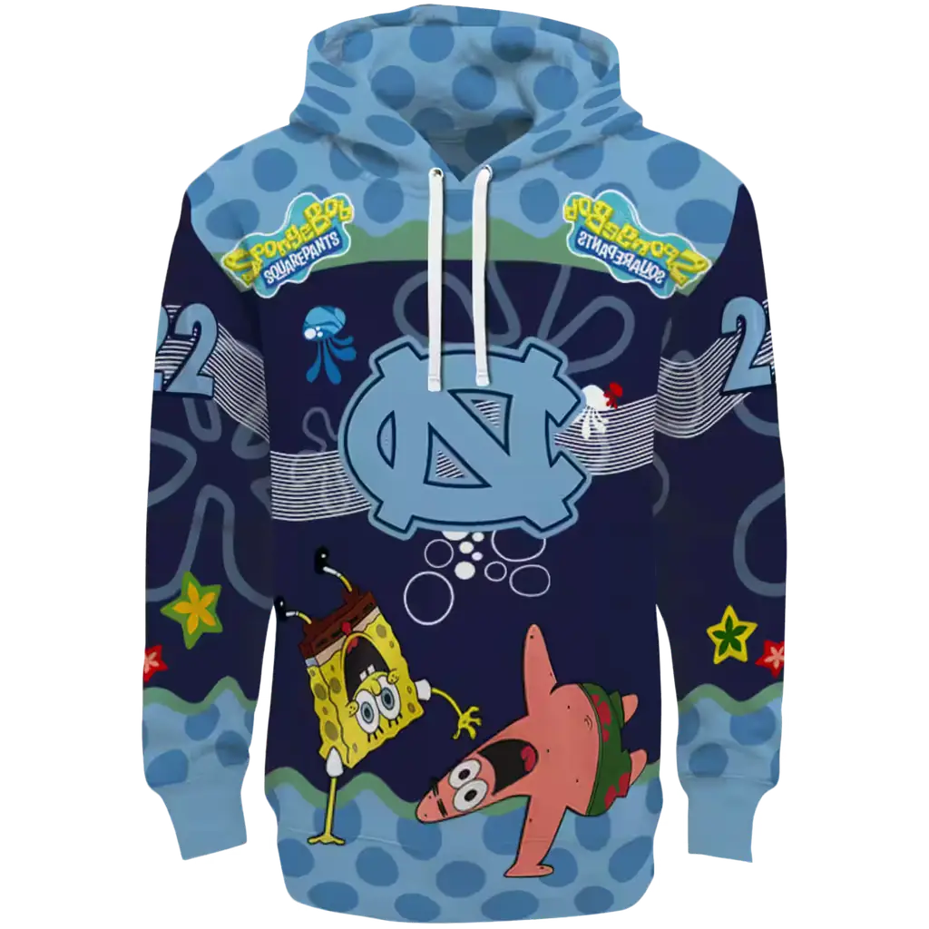custom north carolina tar heels spongebob patrick star light blue navy hoodie best selling custom north carolina tar heels spongebob patrick star light blue navy hoodie best selling