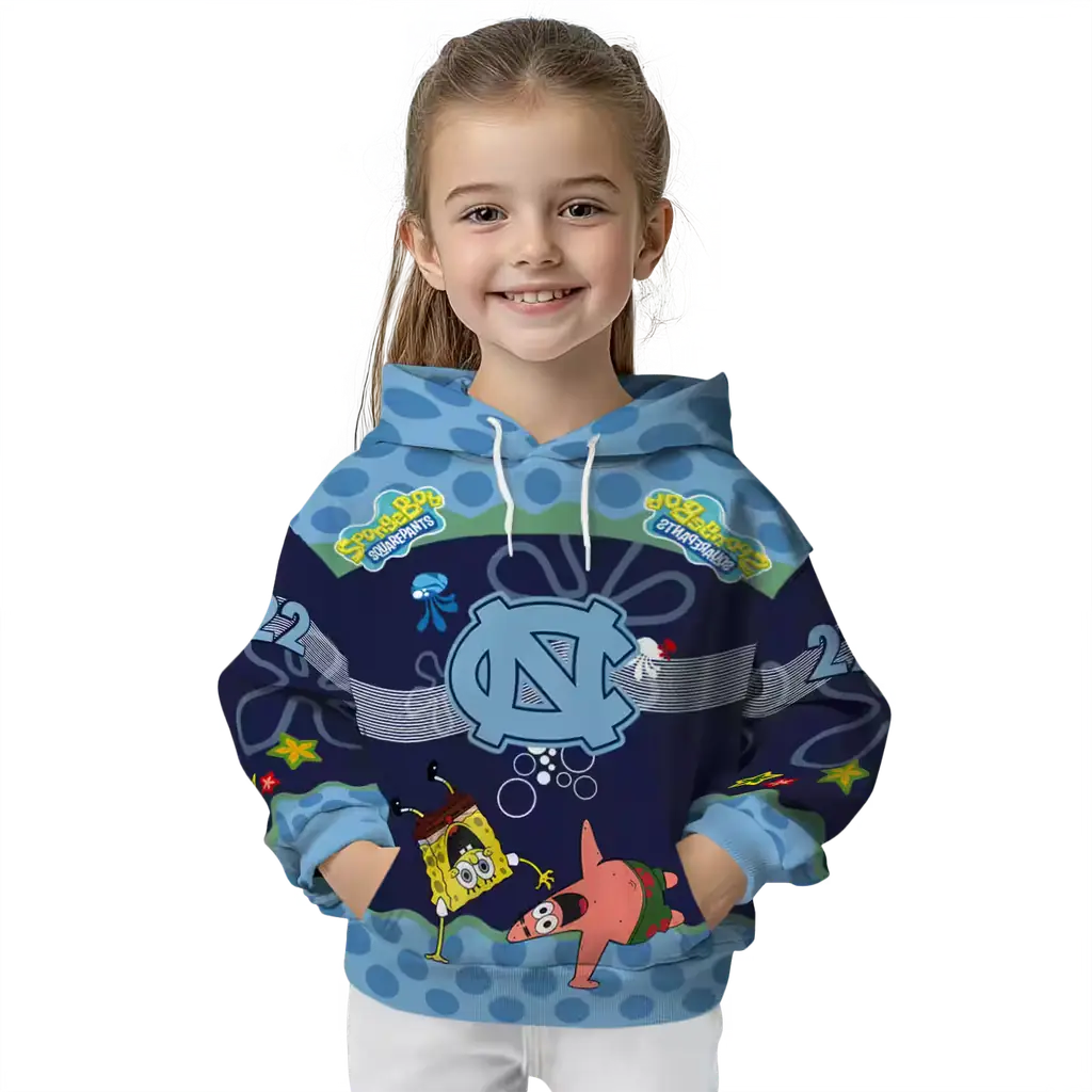 custom north carolina tar heels spongebob patrick star light blue navy hoodie top rated custom north carolina tar heels spongebob patrick star light blue navy hoodie top rated
