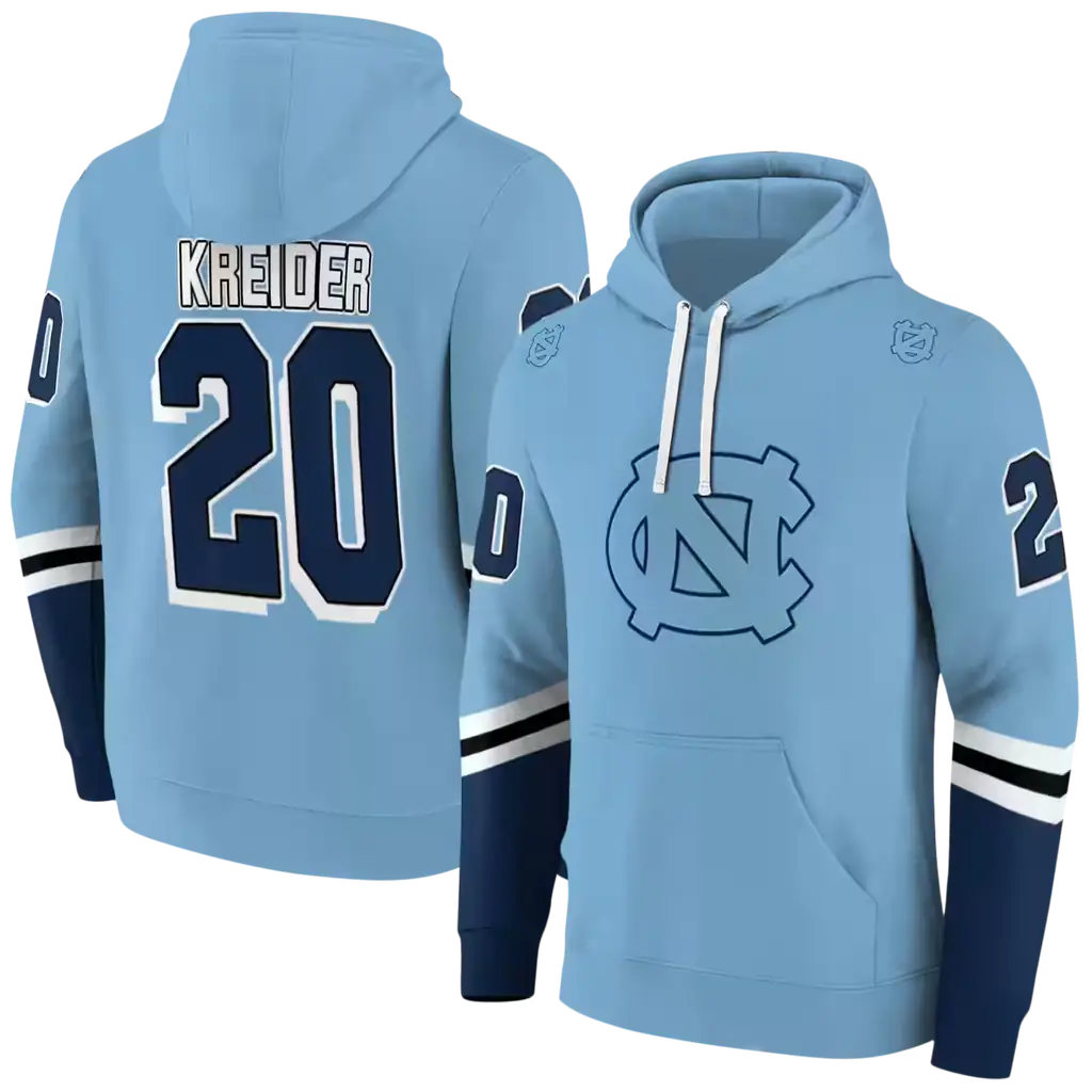 custom north carolina tar heels striped sleeves light blue hoodie fashion forward custom north carolina tar heels striped sleeves light blue hoodie fashion forward