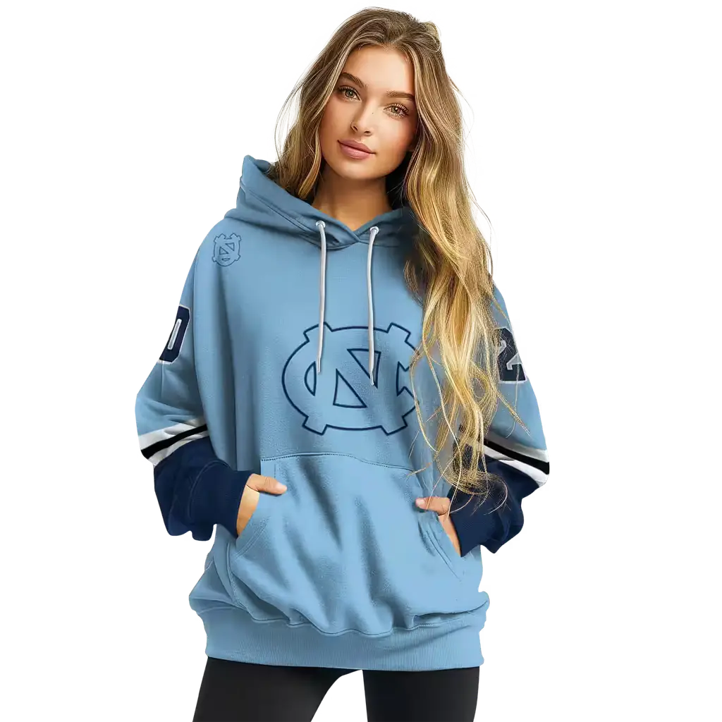 custom north carolina tar heels striped sleeves light blue hoodie high quality custom north carolina tar heels striped sleeves light blue hoodie high quality