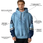 custom north carolina tar heels striped sleeves light blue hoodie best selling