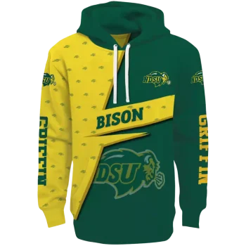 custom north dakota state bison abstract shape green hoodie best selling