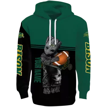 custom north dakota state bison baby groot green black hoodie best selling