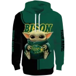 custom north dakota state bison baby yoda green black hoodie best selling