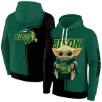 custom north dakota state bison baby yoda green black hoodie best selling
