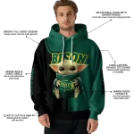 custom north dakota state bison baby yoda green black hoodie best selling