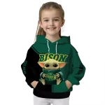 custom north dakota state bison baby yoda green black hoodie best selling