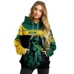 custom north dakota state bison grim reaper green black hoodie best selling