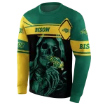 custom north dakota state bison grim reaper green black hoodie best selling