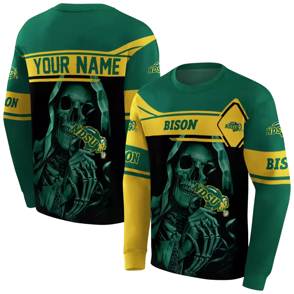 custom north dakota state bison grim reaper green black hoodie premium grade custom north dakota state bison grim reaper green black hoodie premium grade