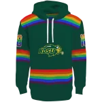 custom north dakota state bison rainbow stripes green hoodie best selling