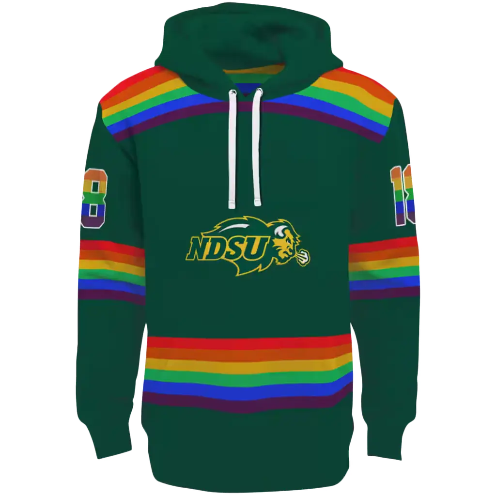 custom north dakota state bison rainbow stripes green hoodie best selling custom north dakota state bison rainbow stripes green hoodie best selling