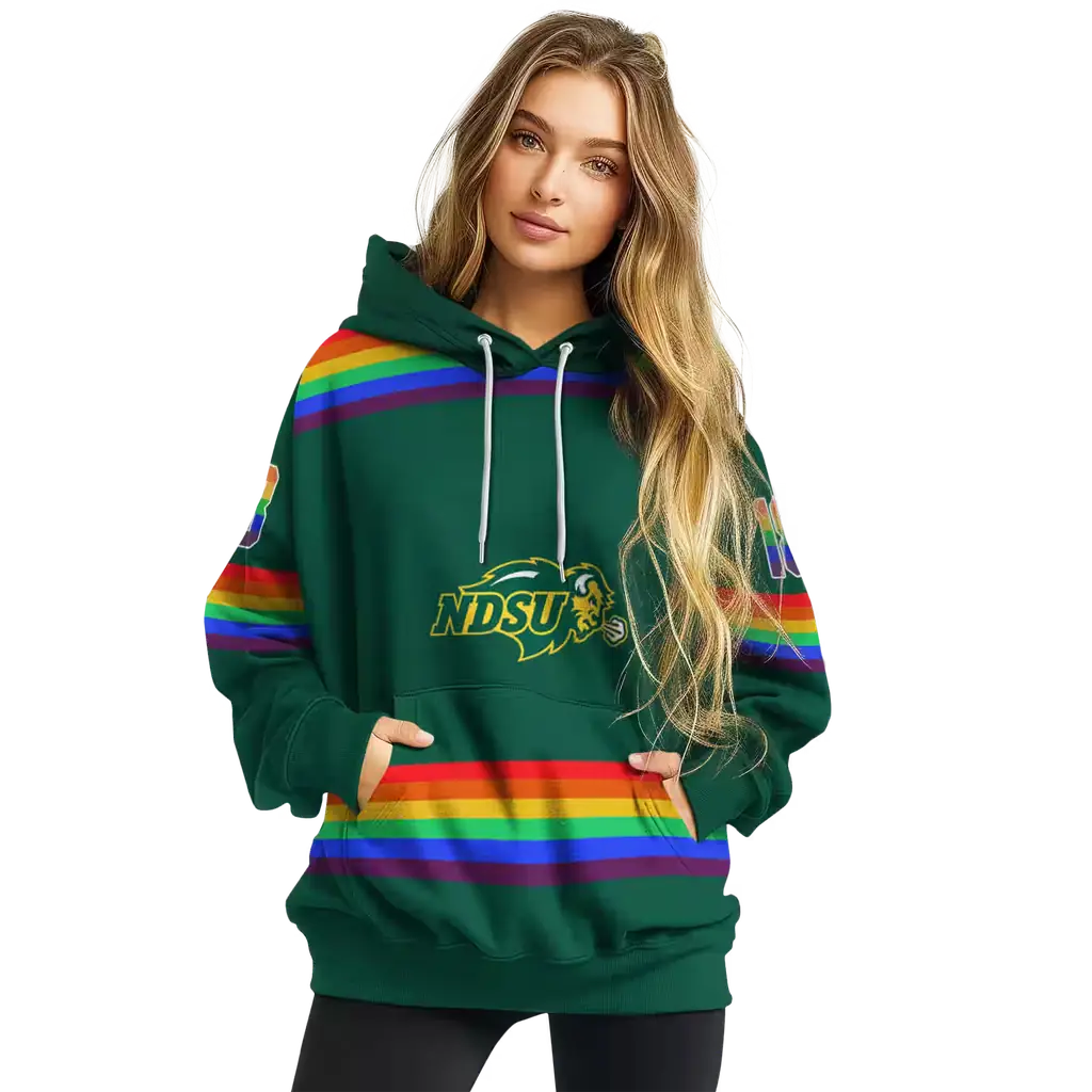 custom north dakota state bison rainbow stripes green hoodie high quality custom north dakota state bison rainbow stripes green hoodie high quality