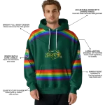 custom north dakota state bison rainbow stripes green hoodie best selling