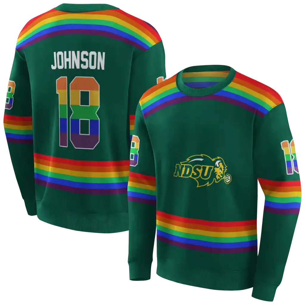 custom north dakota state bison rainbow stripes green hoodie premium grade custom north dakota state bison rainbow stripes green hoodie premium grade