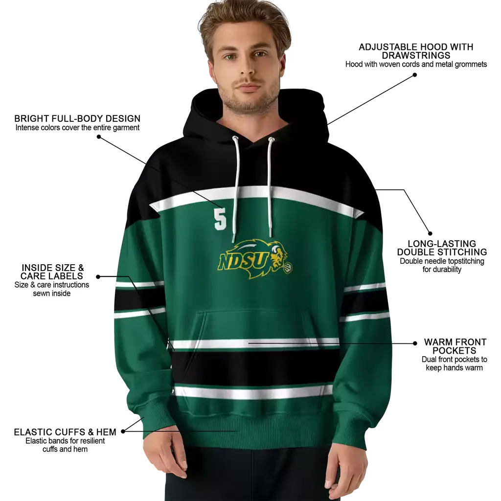 custom north dakota state bison striped pattern green hoodie latest model custom north dakota state bison striped pattern green hoodie latest model