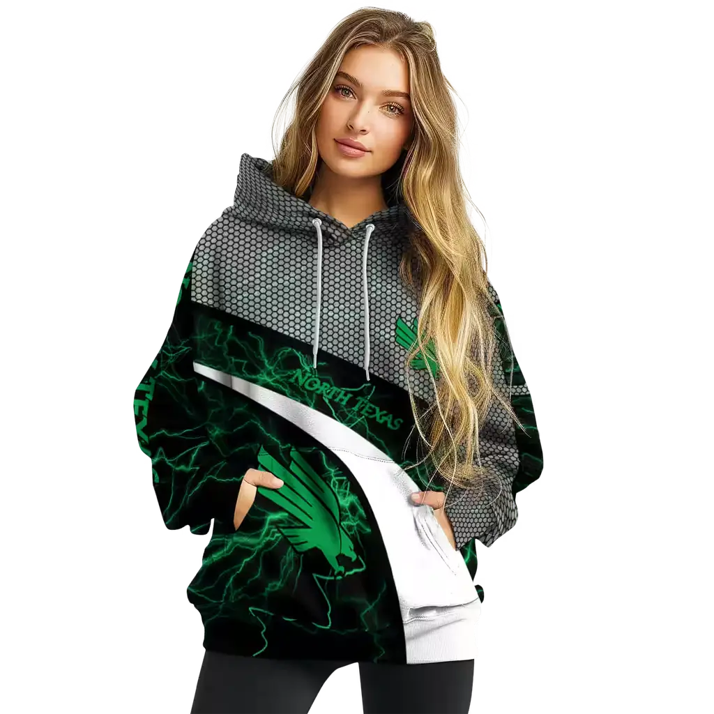 custom north texas mean green hexagonal mesh green black gray hoodie high quality custom north texas mean green hexagonal mesh green black gray hoodie high quality