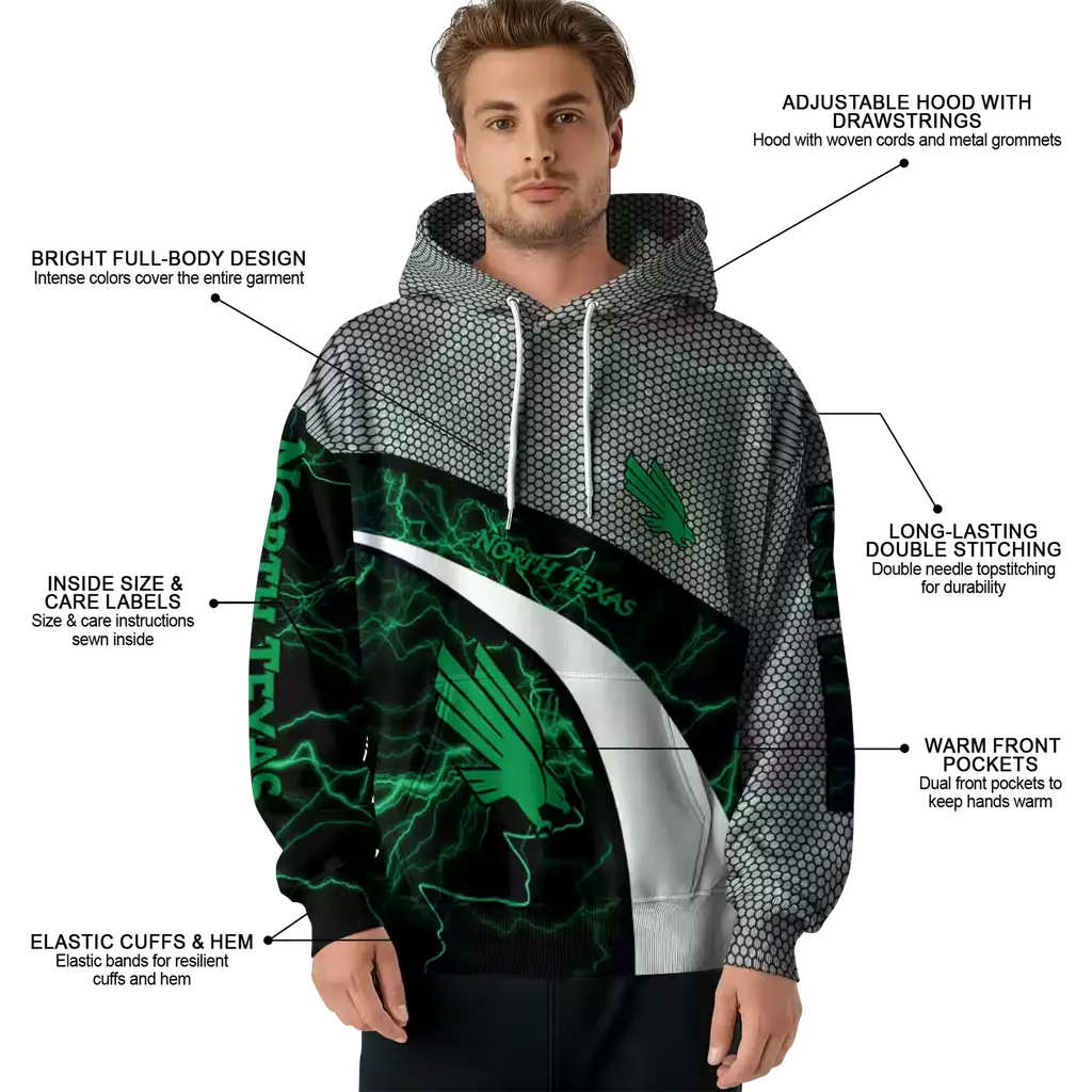 custom north texas mean green hexagonal mesh green black gray hoodie latest model custom north texas mean green hexagonal mesh green black gray hoodie latest model