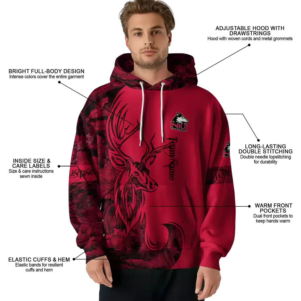 custom northern illinois huskies deer silhouette red hoodie latest model custom northern illinois huskies deer silhouette red hoodie latest model