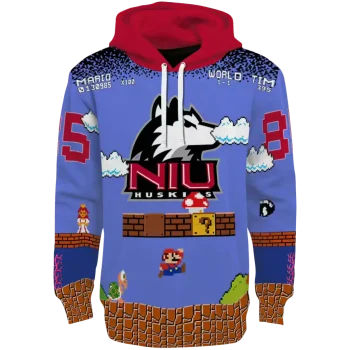 custom northern illinois huskies mario blue black hoodie best selling