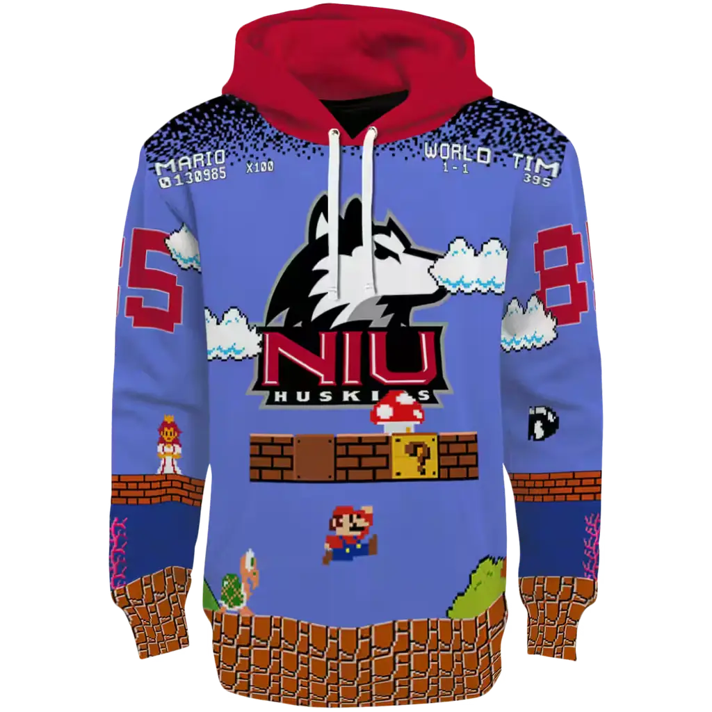 custom northern illinois huskies mario blue black hoodie best selling custom northern illinois huskies mario blue black hoodie best selling