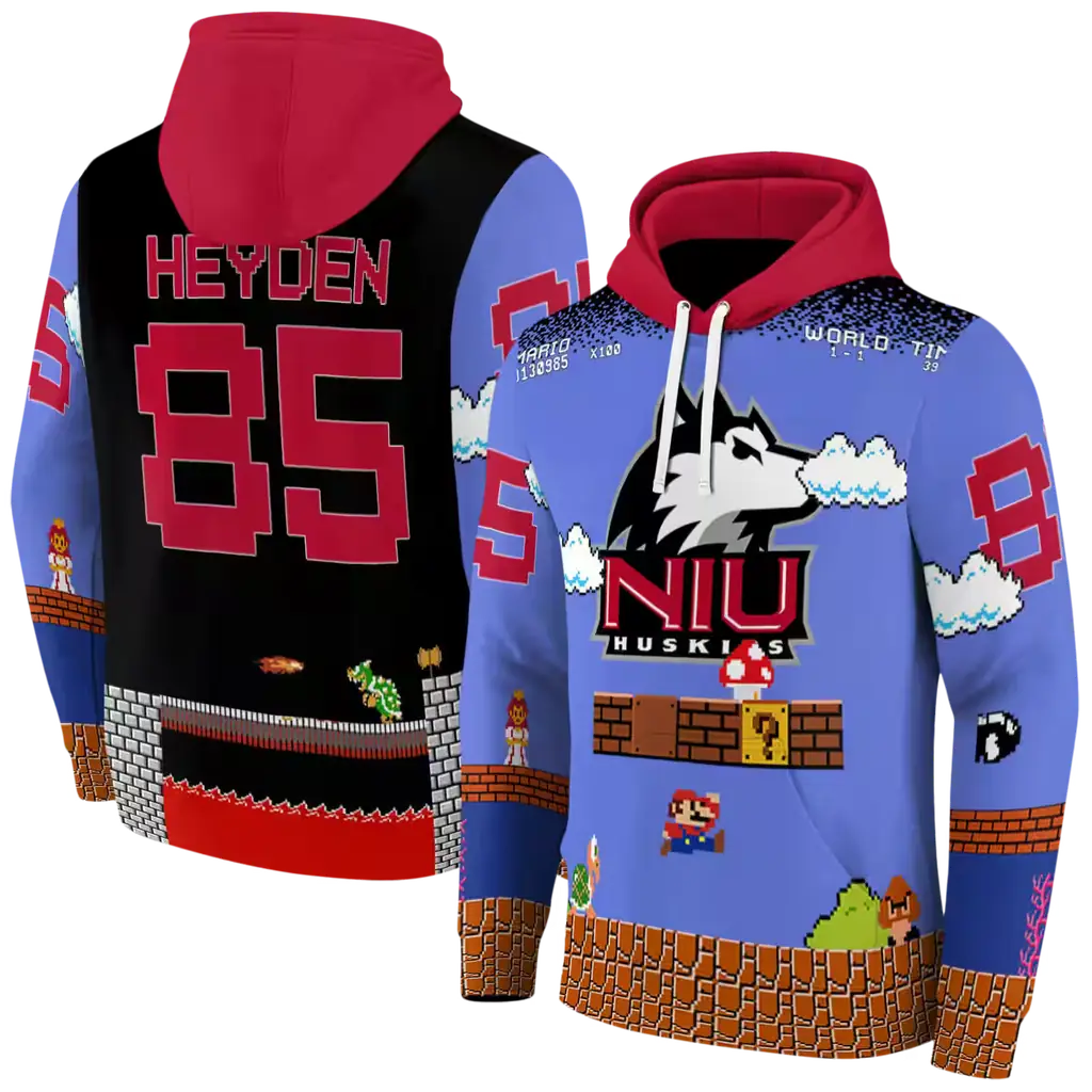 custom northern illinois huskies mario blue black hoodie fashion forward custom northern illinois huskies mario blue black hoodie fashion forward