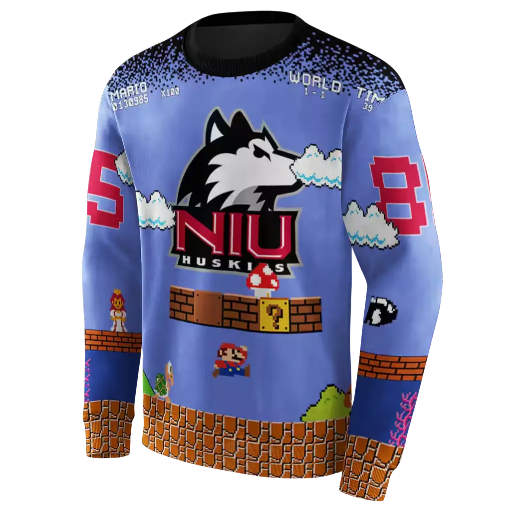 custom northern illinois huskies mario blue black hoodie new arrival custom northern illinois huskies mario blue black hoodie new arrival